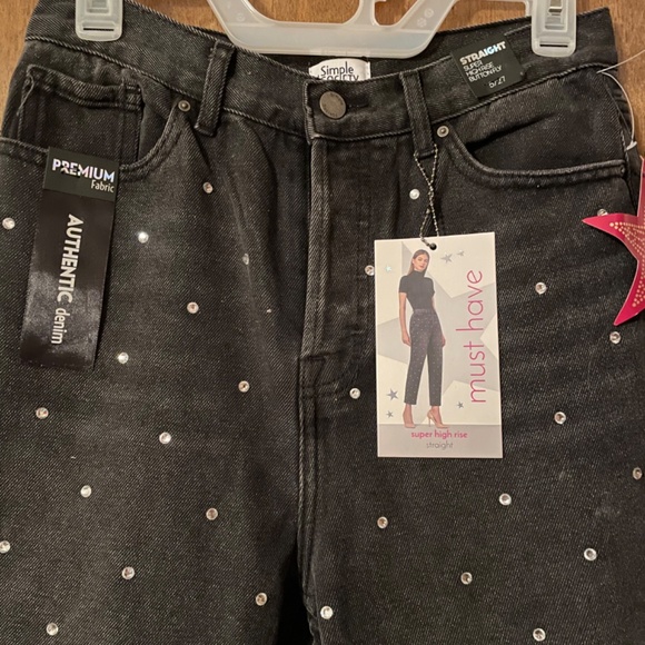 Black Denim Jeans with Rhinestones size 5/27 - Picture 12 of 14